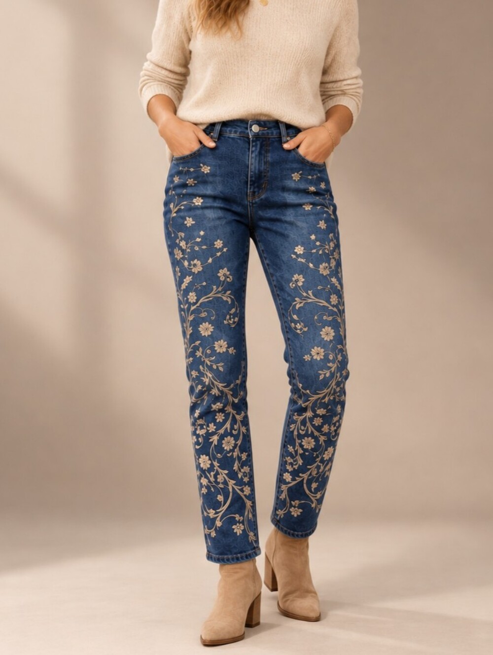 Vintage X America Wonderland Embroidered Floral High Rise Skinny Jeans
